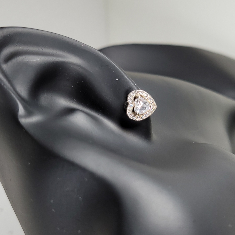 Heart White Crystal .925 Sterling Silver Stud Earrings